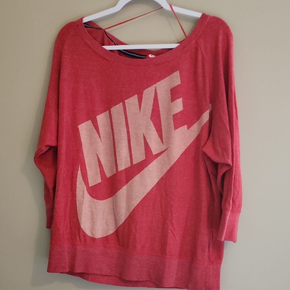 Nike Red and White Logo Shirt